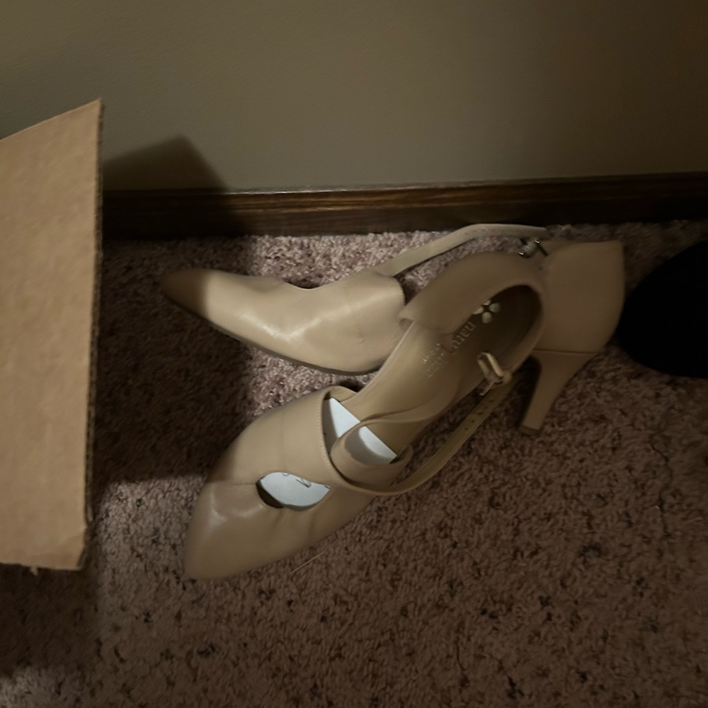 cross nude heels